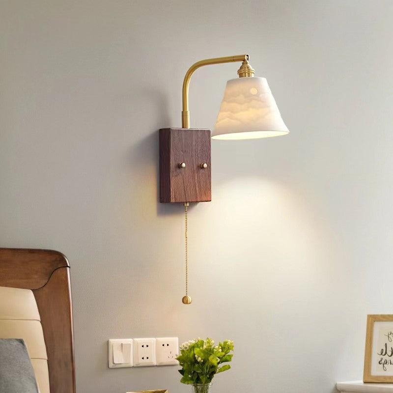 Round Trapezoidal Copper Ceramic 1-Light Wall Sconce Lamp
