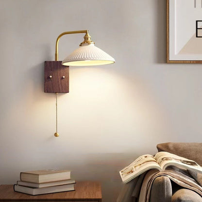 Round Trapezoidal Copper Ceramic 1-Light Wall Sconce Lamp