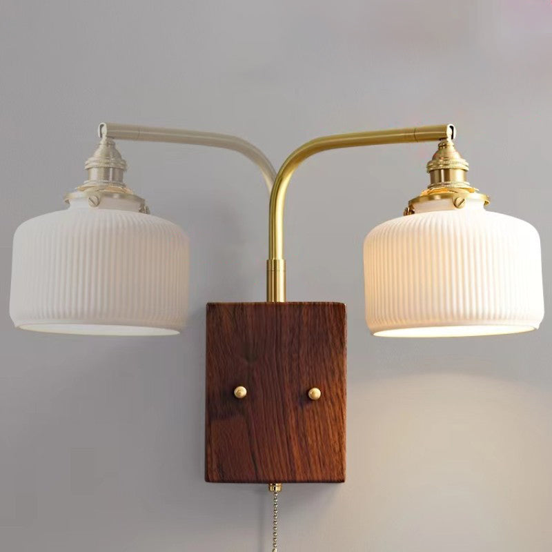 Round Trapezoidal Copper Ceramic 1-Light Wall Sconce Lamp