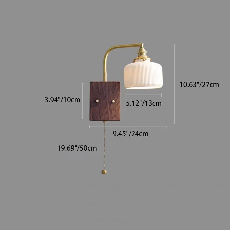 Round Trapezoidal Copper Ceramic 1-Light Wall Sconce Lamp