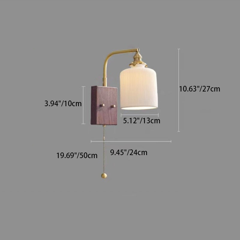 Round Trapezoidal Copper Ceramic 1-Light Wall Sconce Lamp