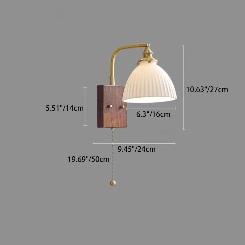 Round Trapezoidal Copper Ceramic 1-Light Wall Sconce Lamp