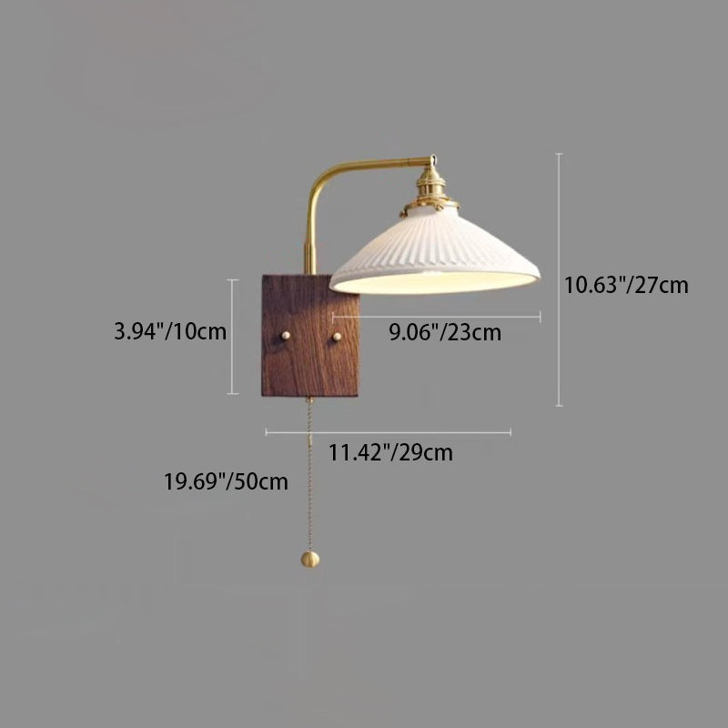Round Trapezoidal Copper Ceramic 1-Light Wall Sconce Lamp