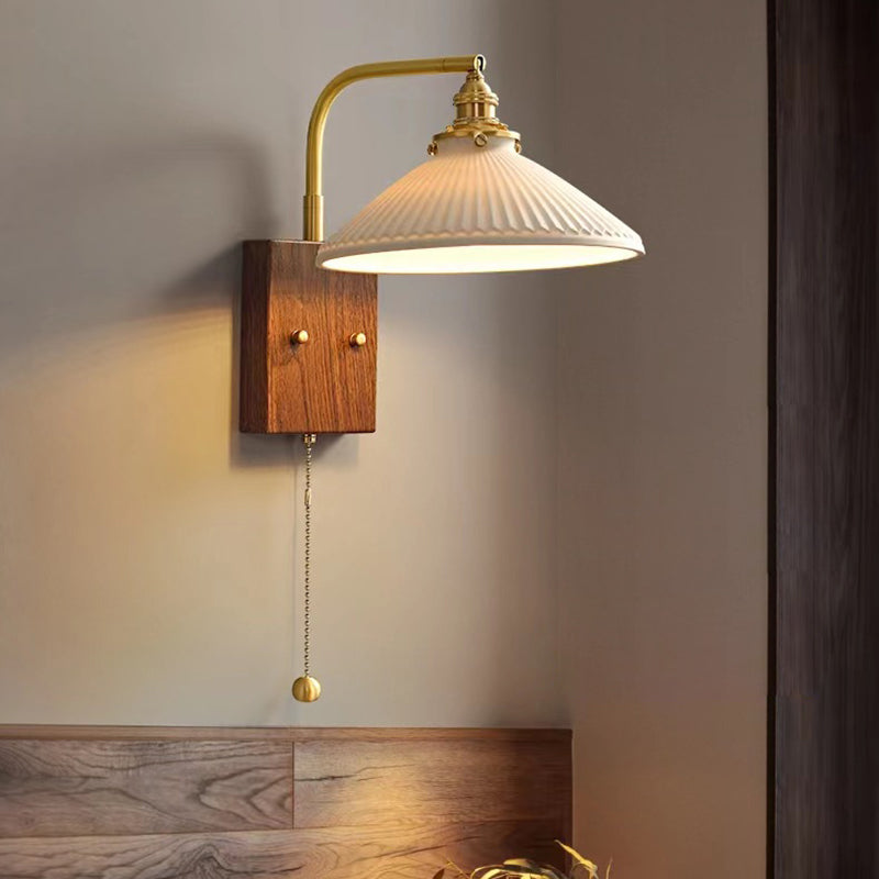 Round Trapezoidal Copper Ceramic 1-Light Wall Sconce Lamp