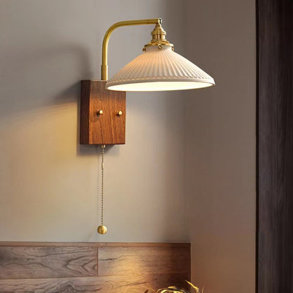 Round Trapezoidal Copper Ceramic 1-Light Wall Sconce Lamp