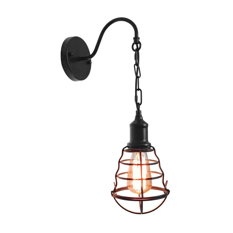 Simplicity Long Pole Round Iron 1-Light Wall Sconce Lamp