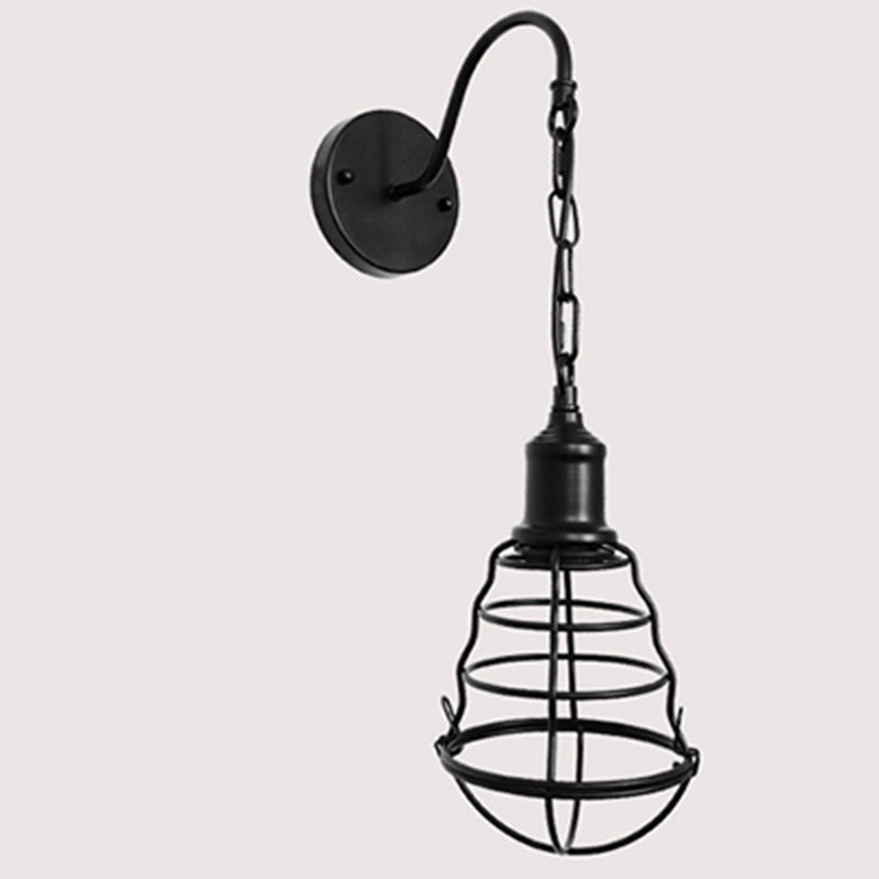 Simplicity Long Pole Round Iron 1-Light Wall Sconce Lamp