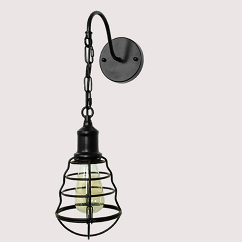 Simplicity Long Pole Round Iron 1-Light Wall Sconce Lamp