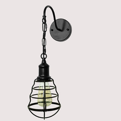 Simplicity Long Pole Round Iron 1-Light Wall Sconce Lamp