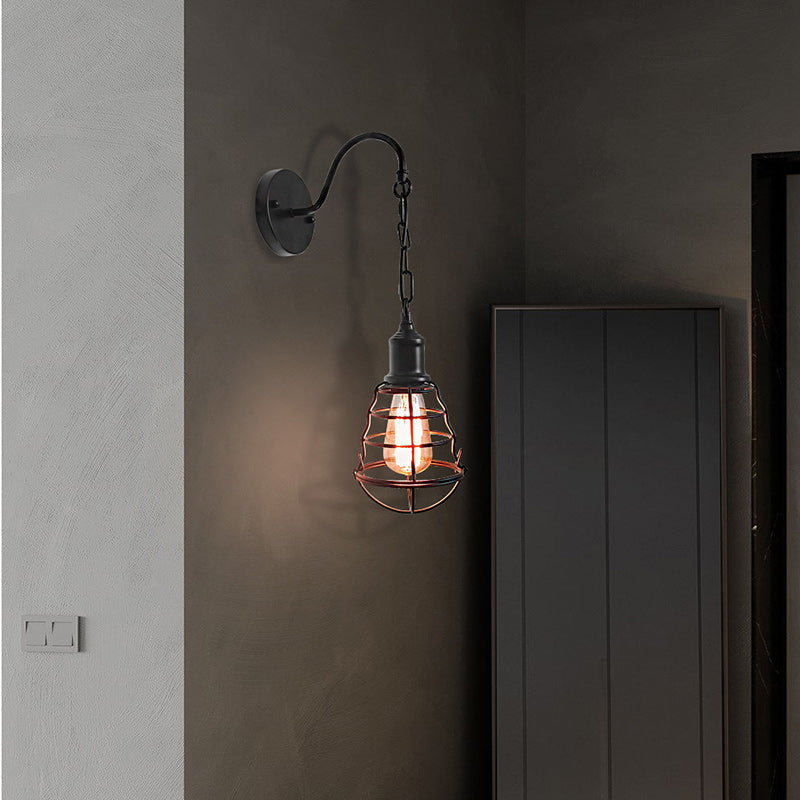 Simplicity Long Pole Round Iron 1-Light Wall Sconce Lamp