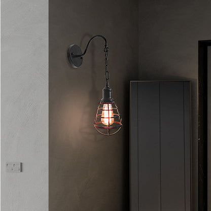 Simplicity Long Pole Round Iron 1-Light Wall Sconce Lamp