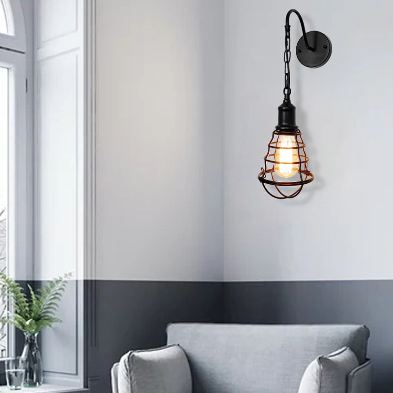 Simplicity Long Pole Round Iron 1-Light Wall Sconce Lamp