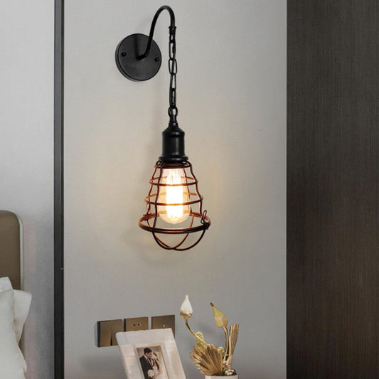 Simplicity Long Pole Round Iron 1-Light Wall Sconce Lamp