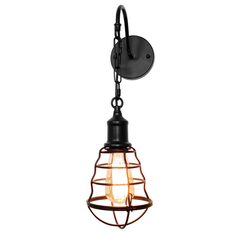 Simplicity Long Pole Round Iron 1-Light Wall Sconce Lamp
