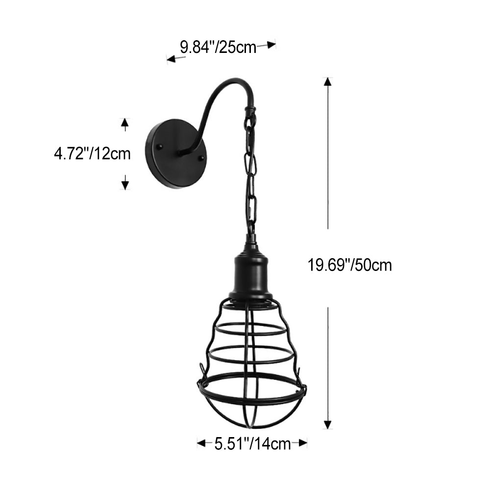 Simplicity Long Pole Round Iron 1-Light Wall Sconce Lamp