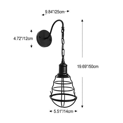 Simplicity Long Pole Round Iron 1-Light Wall Sconce Lamp