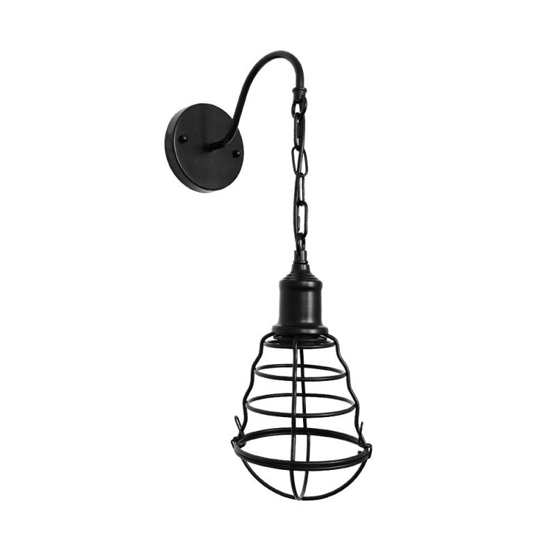 Simplicity Long Pole Round Iron 1-Light Wall Sconce Lamp