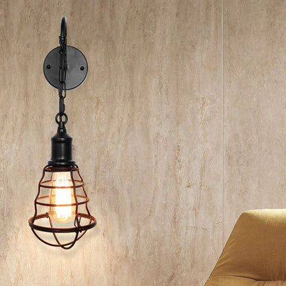 Simplicity Long Pole Round Iron 1-Light Wall Sconce Lamp