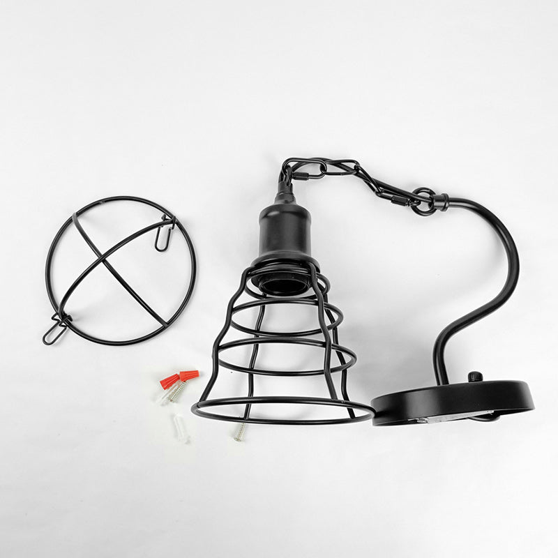 Simplicity Long Pole Round Iron 1-Light Wall Sconce Lamp