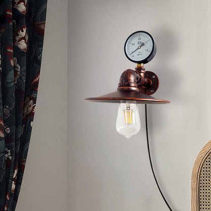 Industrial Water Tube Round Iron 1-Light Wall Sconce Lamp