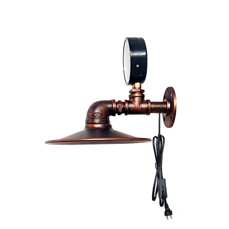 Industrial Water Tube Round Iron 1-Light Wall Sconce Lamp