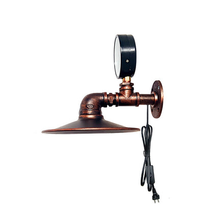 Industrial Water Tube Round Iron 1-Light Wall Sconce Lamp