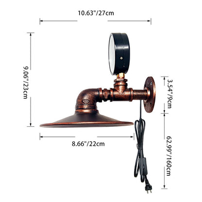 Industrial Water Tube Round Iron 1-Light Wall Sconce Lamp