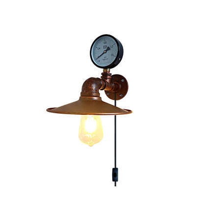 Industrial Water Tube Round Iron 1-Light Wall Sconce Lamp
