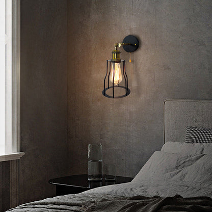 Modern Simplicity Round Cage Iron 1-Light Wall Sconce Lamp
