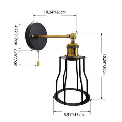 Modern Simplicity Round Cage Iron 1-Light Wall Sconce Lamp