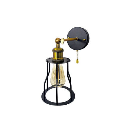 Modern Simplicity Round Cage Iron 1-Light Wall Sconce Lamp