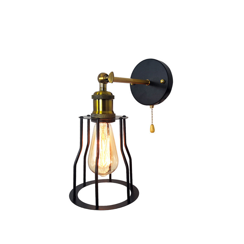 Modern Simplicity Round Cage Iron 1-Light Wall Sconce Lamp