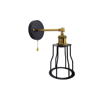 Modern Simplicity Round Cage Iron 1-Light Wall Sconce Lamp