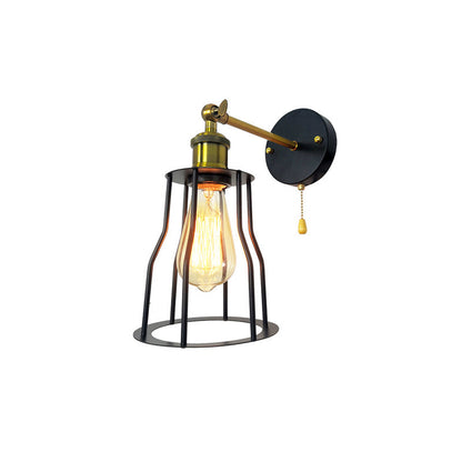 Modern Simplicity Round Cage Iron 1-Light Wall Sconce Lamp