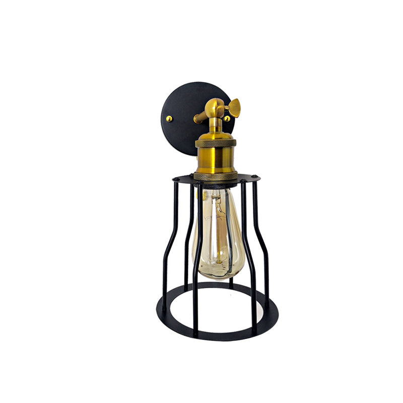 Modern Simplicity Round Cage Iron 1-Light Wall Sconce Lamp