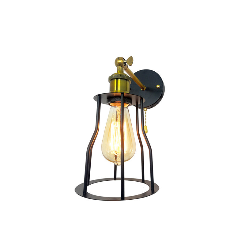Modern Simplicity Round Cage Iron 1-Light Wall Sconce Lamp