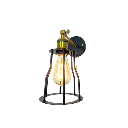 Modern Simplicity Round Cage Iron 1-Light Wall Sconce Lamp