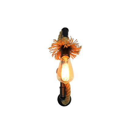 Long Pipe Hemp Rope Iron 1-Light Wall Sconce Lamp