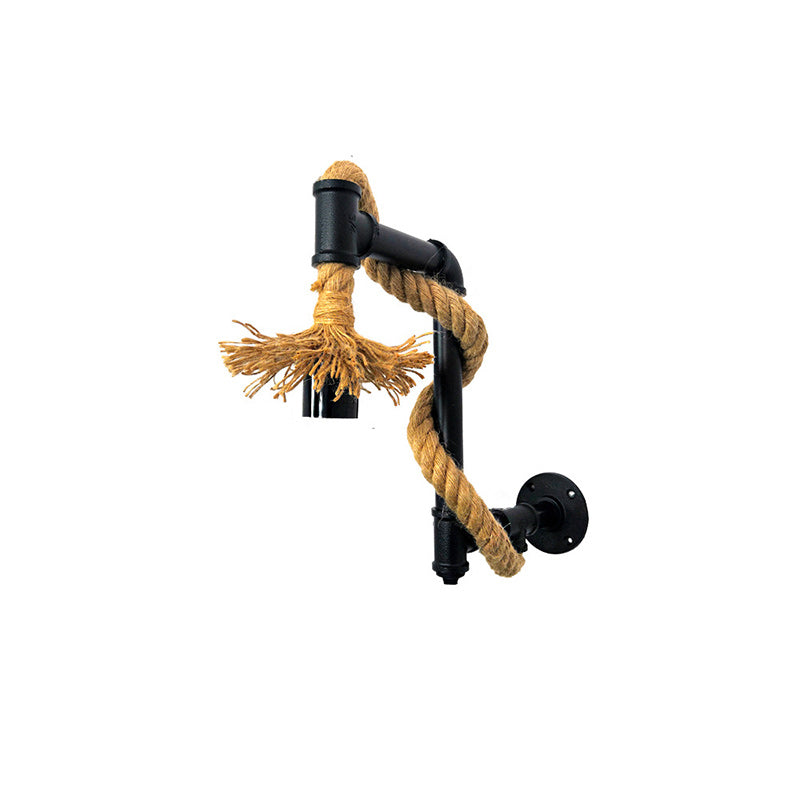 Long Pipe Hemp Rope Iron 1-Light Wall Sconce Lamp