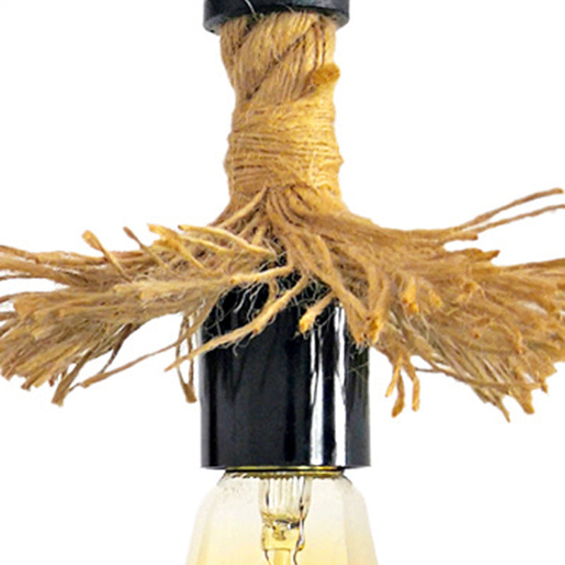 Long Pipe Hemp Rope Iron 1-Light Wall Sconce Lamp