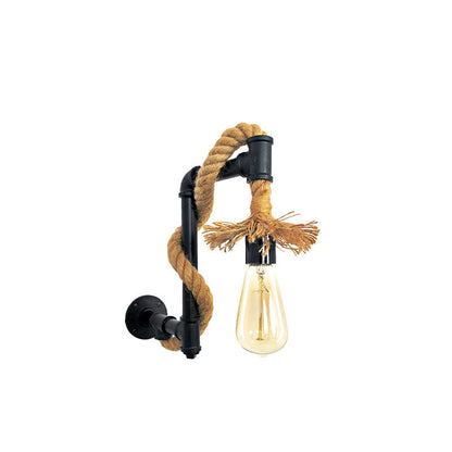 Long Pipe Hemp Rope Iron 1-Light Wall Sconce Lamp