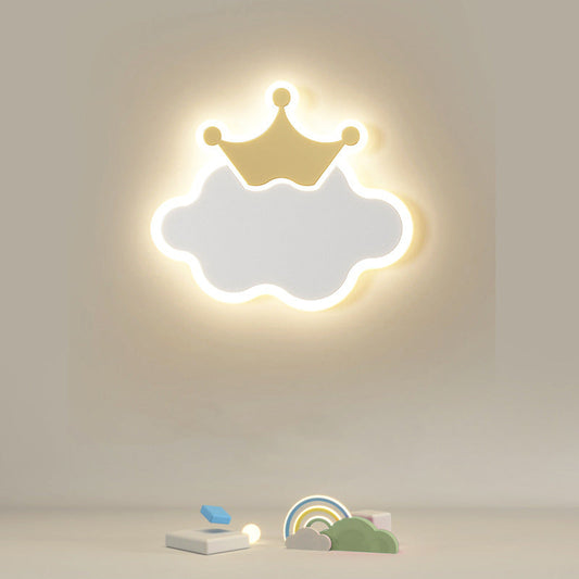 Kids Cloud Moon Round Iron Acrylic LED Wall Sconce Lamp