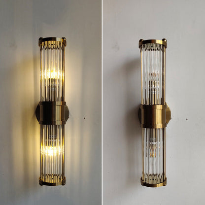 Cylinder Frame Glass Shade 1/2 Light Wall Sconce Lamp