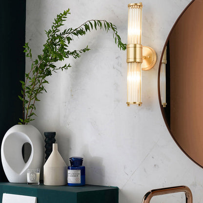 Cylinder Frame Glass Shade 1/2 Light Wall Sconce Lamp