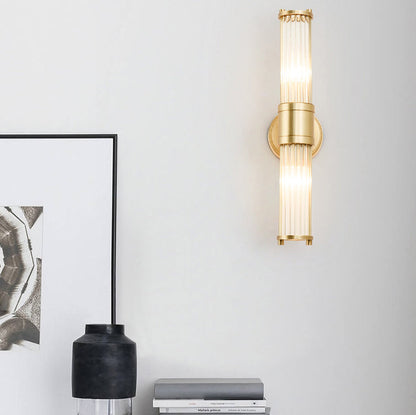 Cylinder Frame Glass Shade 1/2 Light Wall Sconce Lamp