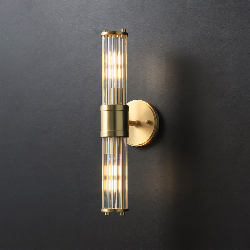 Cylinder Frame Glass Shade 1/2 Light Wall Sconce Lamp