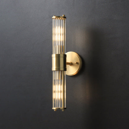 Cylinder Frame Glass Shade 1/2 Light Wall Sconce Lamp