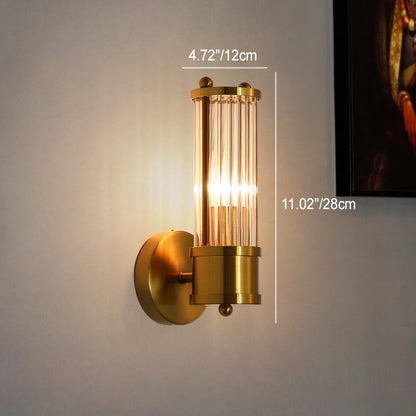 Cylinder Frame Glass Shade 1/2 Light Wall Sconce Lamp