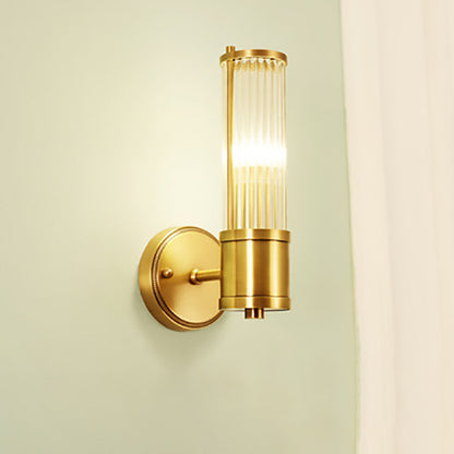 Cylinder Frame Glass Shade 1/2 Light Wall Sconce Lamp