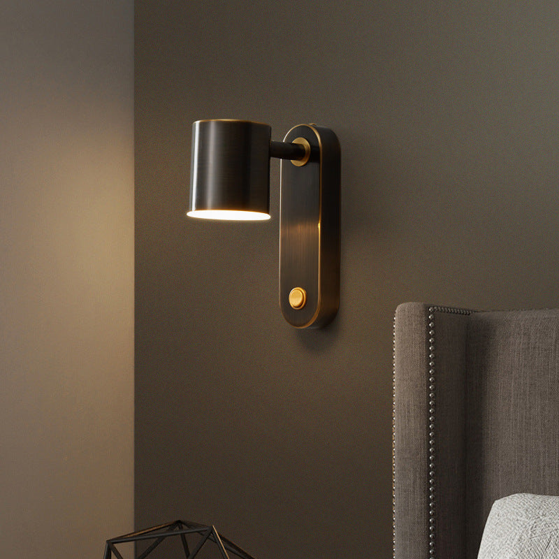 Rotatable Oval Cylinder Full Copper LED Wall Sconce Lamp